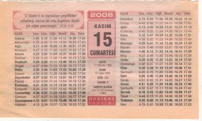 15 Kasım 2008 Takvim Yaprağı EFM(N)3899 - 2