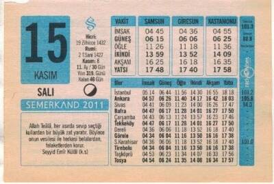 15 Kasım 2011 Takvim Yaprağı EFM(N)1364 - 4