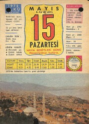 15 Mayıs 1972 Takvim Yaprağı - Doğum Günü Hediyesi EFM(N)12242 - Gökçekoleksiyon