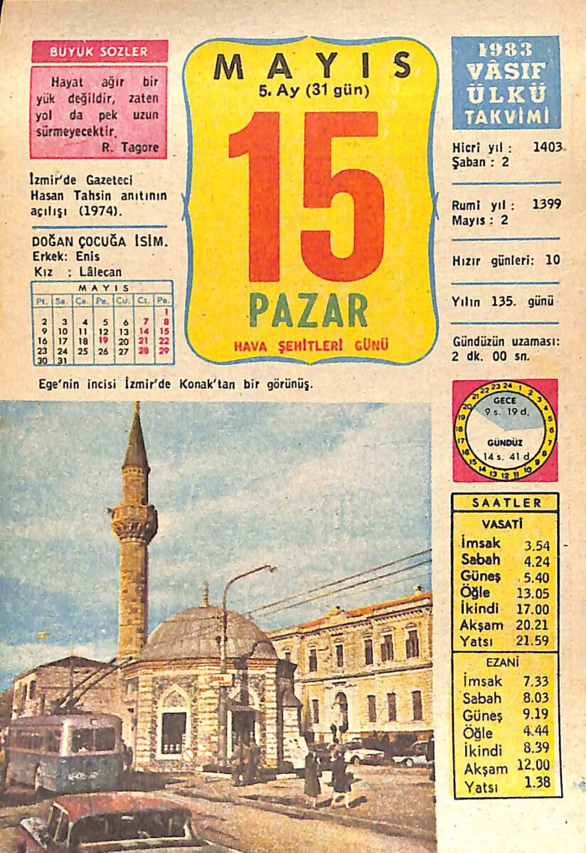 15 Mayıs 1983 Takvim Yaprağı - Doğum Günü Hediyesi EFMN15117 - 1