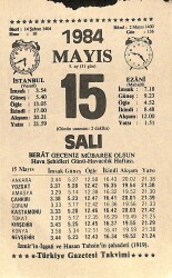 15 Mayıs 1984 Takvim Yaprağı - Doğum Günü Hediyesi EFM(N)11202 - Gökçekoleksiyon