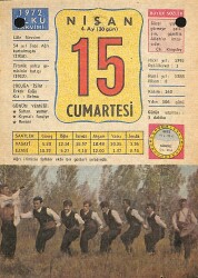 15 Nisan 1972 Takvim Yaprağı - Doğum Günü Hediyesi EFM(N)12187 - Gökçekoleksiyon
