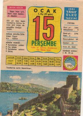 15 Ocak 1981 Takvim Yaprağı EFM(N)2739 - 1