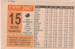15 Ocak 2007 Takvim Yaprağı EFM(N)5102 - Gökçekoleksiyon
