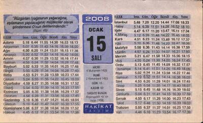 15 Ocak 2008 Takvim Yaprağı - Doğum Günü Hediyesi EFM(N)7481 - 1