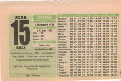 15 Ocak 2008 Takvim Yaprağı EFM(N)4940 - Gökçekoleksiyon