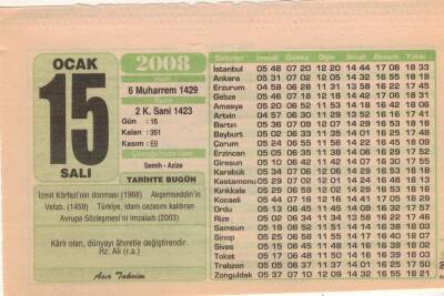 15 Ocak 2008 Takvim Yaprağı EFM(N)4940 - 1