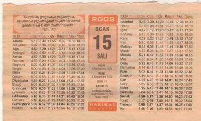 15 Ocak 2008 Takvim Yaprağı EFM(N)5002 - 1