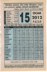 15 Ocak 2012 Takvim Yaprağı EFM(N)1498 - 4