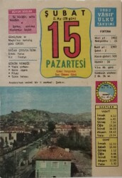 15 Şubat 1982 Takvim Yaprağı - Doğum Günü Hediyesi EFM(N)7725 - Gökçekoleksiyon