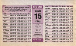 15 Şubat 2008 Takvim Yaprağı - Doğum Günü Hediyesi EFM(N)7509 - Gökçekoleksiyon