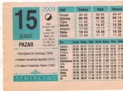 15 Şubat 2009 Takvim Yaprağı EFM(N)5620 - 3