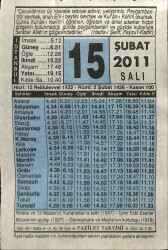 15 Şubat 2011 Takvim Yaprağı - Doğum Günü Hediyesi EFM(N)7568 - Gökçekoleksiyon