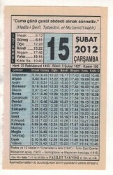 15 Şubat 2012 Takvim Yaprağı EFM(N)1856 - 4