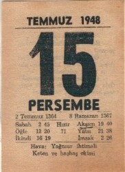 15 Temmuz 1948 Takvim Yaprağı EFM(N)1430 - 2