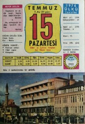 15 Temmuz 1974 Takvim Yaprağı - Doğum Günü Hediyesi EFM(N)9422 - Gökçekoleksiyon