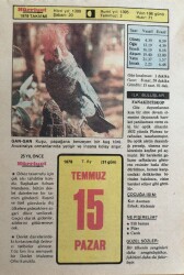 15 Temmuz 1979 Takvim Yaprağı - Doğum Günü Hediyesi EFM(N)9363 - Gökçekoleksiyon