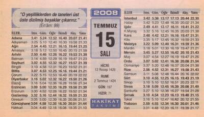 15 Temmuz 2008 Takvim Yaprağı EFM(N)2017 - 2