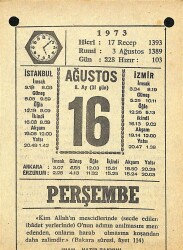 16 Ağustos 1973 Takvim Yaprağı - Doğum Günü Hediyesi EFM(N)10116 - 1