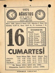 16 Ağustos 1975 Takvim Yaprağı - Doğum Günü Hediyesi EFM(N)9652 - 1