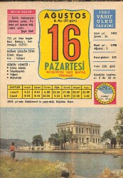 16 Ağustos 1982 Takvim Yaprağı - Doğum Günü Hediyesi EFM(N)9225 - Gökçekoleksiyon