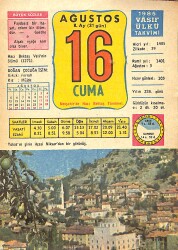 16 Ağustos 1985 Takvim Yaprağı - Doğum Günü Hediyesi EFMN13981 - Gökçekoleksiyon