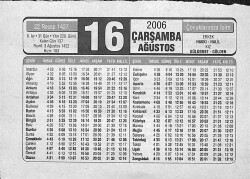 16 Ağustos 2006 Takvim Yaprağı - Doğum Günü Hediyesi EFMN14163 - Gökçekoleksiyon