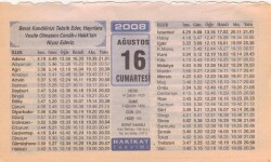 16 Ağustos 2008 Takvim Yaprağı EFM(N)2399 - 2