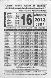 16 Ağustos 2013 Takvim Yaprağı - Doğum Günü Hediyesi EFMN13559 - Gökçekoleksiyon