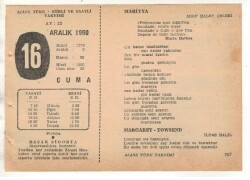 16 Aralık 1960 Ajans Türk Takvim Yaprağı (Şiirli Saatli) EFM(N) 1812 - 2