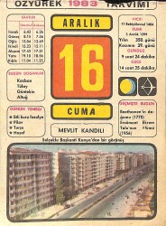 16 Aralık 1983 Takvim Yaprağı - Doğum Günü Hediyesi EFM(N)11519 - Gökçekoleksiyon
