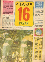 16 Aralık 1984 Takvim Yaprağı - Doğum Günü Hediyesi EFMN14766 - Gökçekoleksiyon