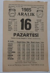 16 Aralık 1985 Takvim Yaprağı - Doğum Günü Hediyesi EFM(N)6861 - Gökçekoleksiyon