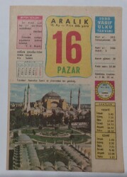 16 Aralık 1990 Takvim Yaprağı - Doğum Günü Hediyesi EFM(N)6792 - Gökçekoleksiyon