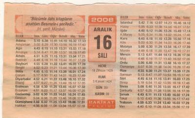 16 Aralık 2008 Takvim Yaprağı EFM(N)4451 - 2