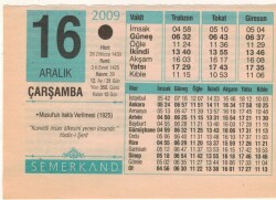 16 Aralık 2009 Takvim Yaprağı EFM(N)4390 - 1