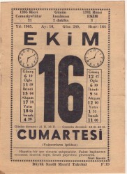 16 Ekim 1965 Takvim Yaprağı EFM(N)3549 - 3