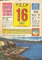 16 Ekim 1984 Takvim Yaprağı - Doğum Günü Hediyesi EFMN14822 - Gökçekoleksiyon