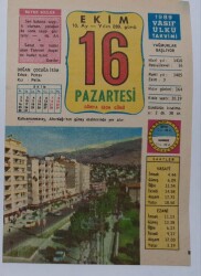 16 Ekim 1989 Takvim Yaprağı - Doğum Günü Hediyesi EFM(N)6629 - Gökçekoleksiyon