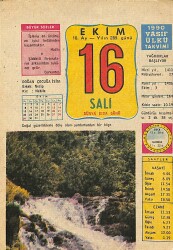 16 Ekim 1990 Takvim Yaprağı - Doğum Günü Hediyesi EFM(N)12458 - Gökçekoleksiyon