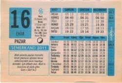 16 Ekim 2011 Takvim Yaprağı EFM(N)1334 - 1
