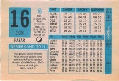 16 Ekim 2011 Takvim Yaprağı EFM(N)1334 - 1