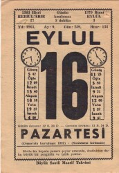 16 Eylül 1963 Takvim Yaprağı EFM(N)3625 - 1