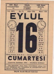 16 Eylül 1967 Takvim Yaprağı EFM(N)3623 - 3