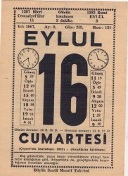 16 Eylül 1967 Takvim Yaprağı EFM(N)3623 - 1