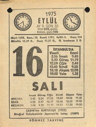 16 Eylül 1975 Takvim Yaprağı - Doğum Günü Hediyesi EFM(N)12530 - Gökçekoleksiyon