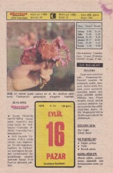 16 Eylül 1979 Takvim Yaprağı -Doğum Günü Hediyesi EFM(N)6357 - Gökçekoleksiyon