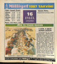 16 Eylül 1987 Takvim Yaprağı - Doğum Günü Hediyesi EFMN14133 - Gökçekoleksiyon