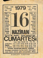 16 Haziran 1979 Takvim Yaprağı - Doğum Günü Hediyesi EFM(N)11848 - Gökçekoleksiyon