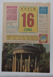 16 Kasım 1990 Takvim Yaprağı - Doğum Günü Hediyesi EFM(N)6770 - Gökçekoleksiyon